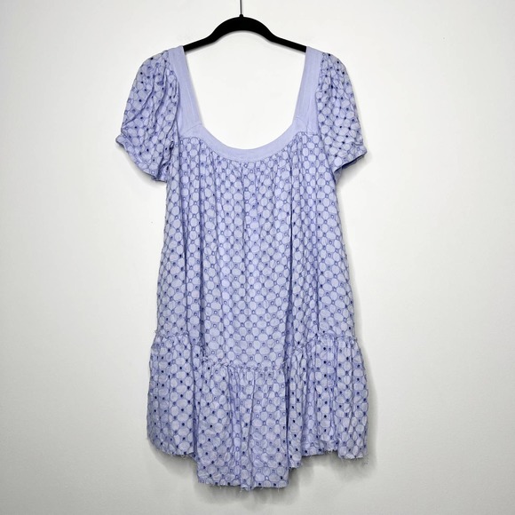 Free People Janie Eyelet Mini Dress Lavender Purple Size XS - Picture 2 of 9